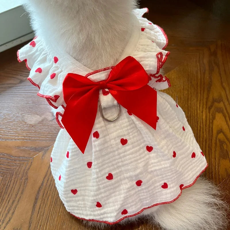 Dog Clothes for Small Dogs Pet Dog Dress Summer Puppy Clothing Thin Dog Cooling Vest Bow Heart Skirt Chihuahua Cat Dog Costume