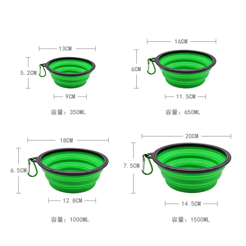 Collapsible Pet Silicone Dog Food Water Bowl Outdoor Camping Travel Portable Folding Pet Supplies Pet Bowl Dishes with Carabiner