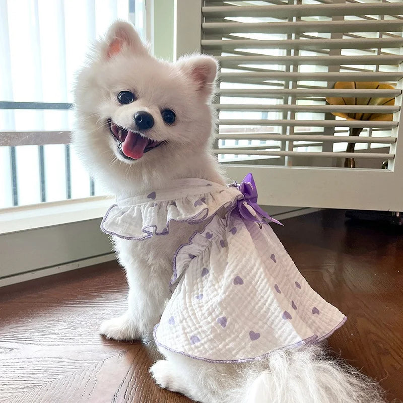 Dog Clothes for Small Dogs Pet Dog Dress Summer Puppy Clothing Thin Dog Cooling Vest Bow Heart Skirt Chihuahua Cat Dog Costume