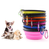 Collapsible Pet Silicone Dog Food Water Bowl Outdoor Camping Travel Portable Folding Pet Supplies Pet Bowl Dishes with Carabiner