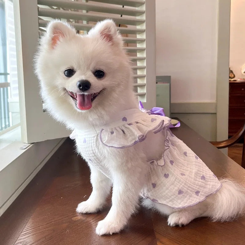 Dog Clothes for Small Dogs Pet Dog Dress Summer Puppy Clothing Thin Dog Cooling Vest Bow Heart Skirt Chihuahua Cat Dog Costume