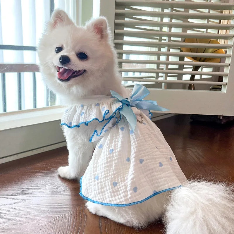 Dog Clothes for Small Dogs Pet Dog Dress Summer Puppy Clothing Thin Dog Cooling Vest Bow Heart Skirt Chihuahua Cat Dog Costume