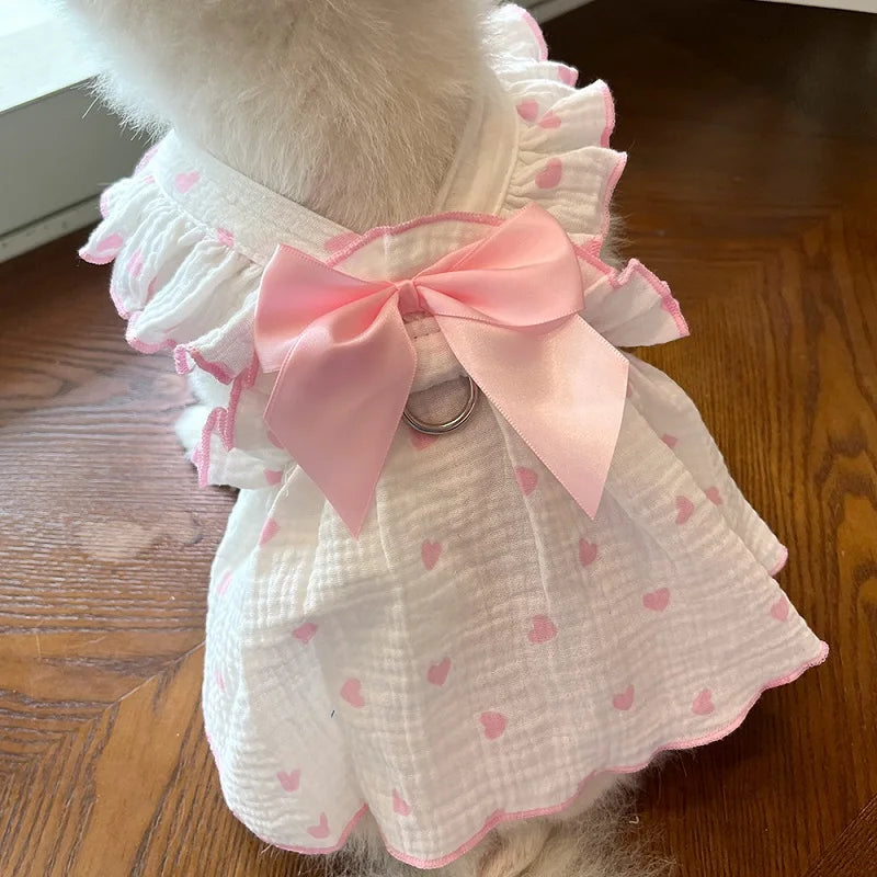 Dog Clothes for Small Dogs Pet Dog Dress Summer Puppy Clothing Thin Dog Cooling Vest Bow Heart Skirt Chihuahua Cat Dog Costume
