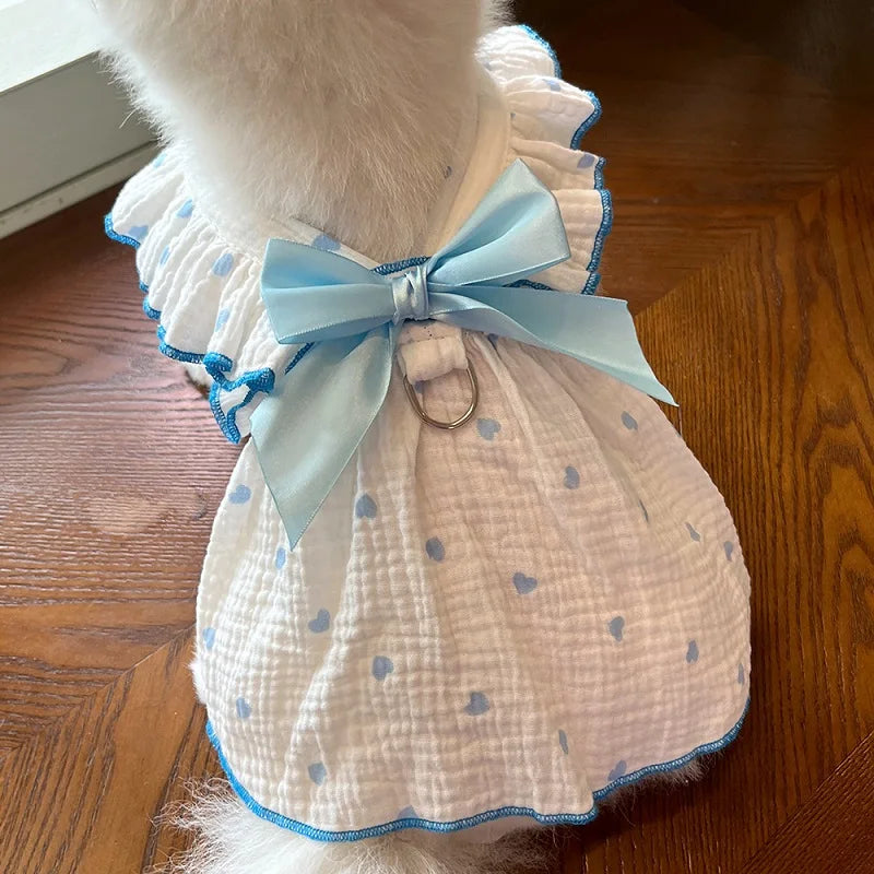 Dog Clothes for Small Dogs Pet Dog Dress Summer Puppy Clothing Thin Dog Cooling Vest Bow Heart Skirt Chihuahua Cat Dog Costume