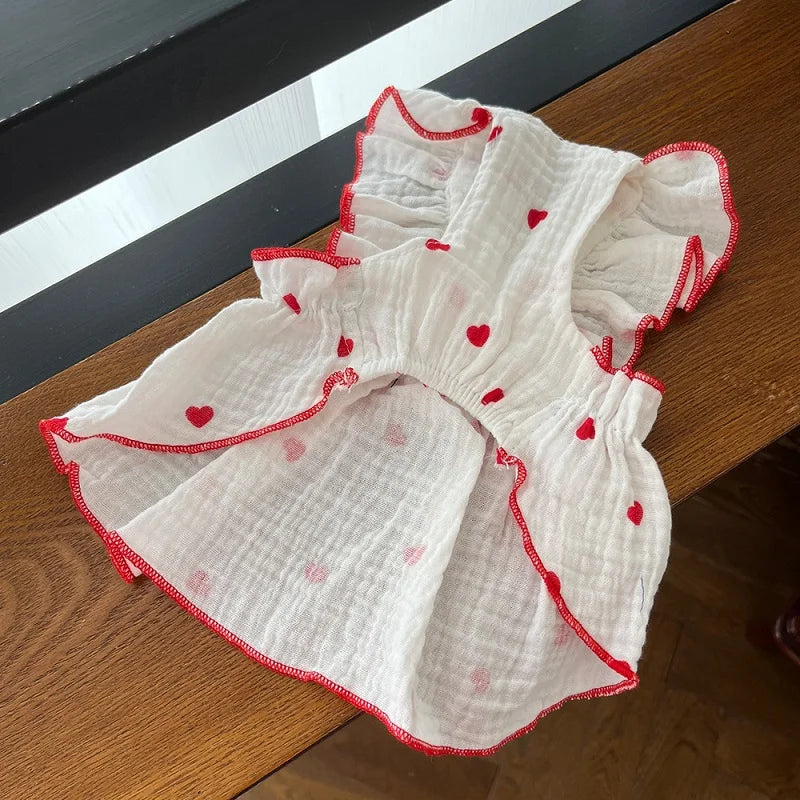 Dog Clothes for Small Dogs Pet Dog Dress Summer Puppy Clothing Thin Dog Cooling Vest Bow Heart Skirt Chihuahua Cat Dog Costume