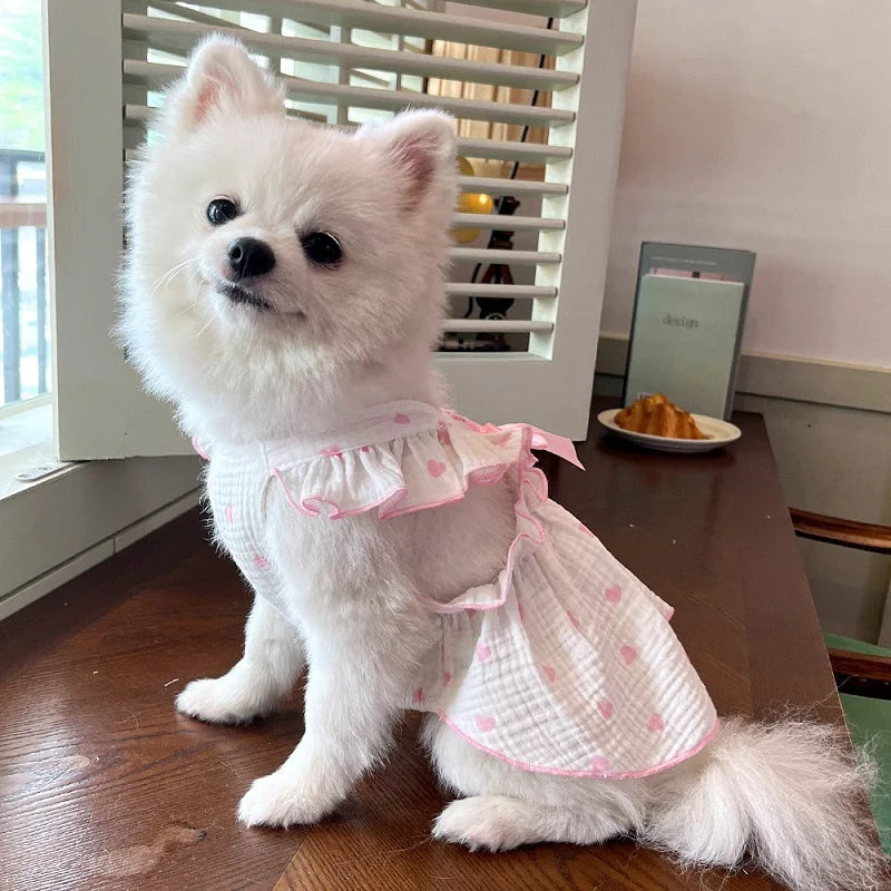 Dog Clothes for Small Dogs Pet Dog Dress Summer Puppy Clothing Thin Dog Cooling Vest Bow Heart Skirt Chihuahua Cat Dog Costume