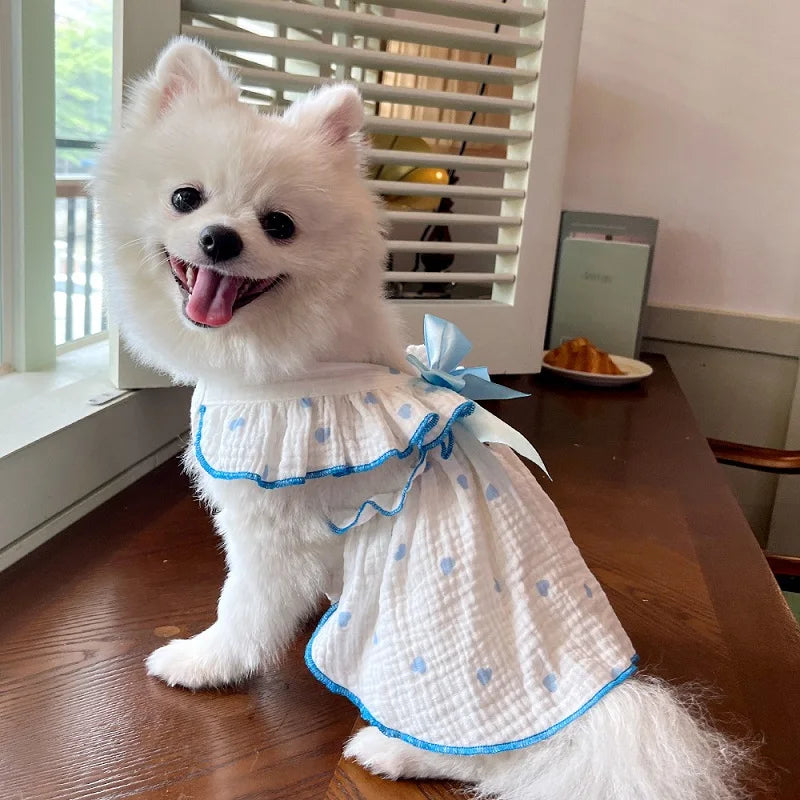 Dog Clothes for Small Dogs Pet Dog Dress Summer Puppy Clothing Thin Dog Cooling Vest Bow Heart Skirt Chihuahua Cat Dog Costume