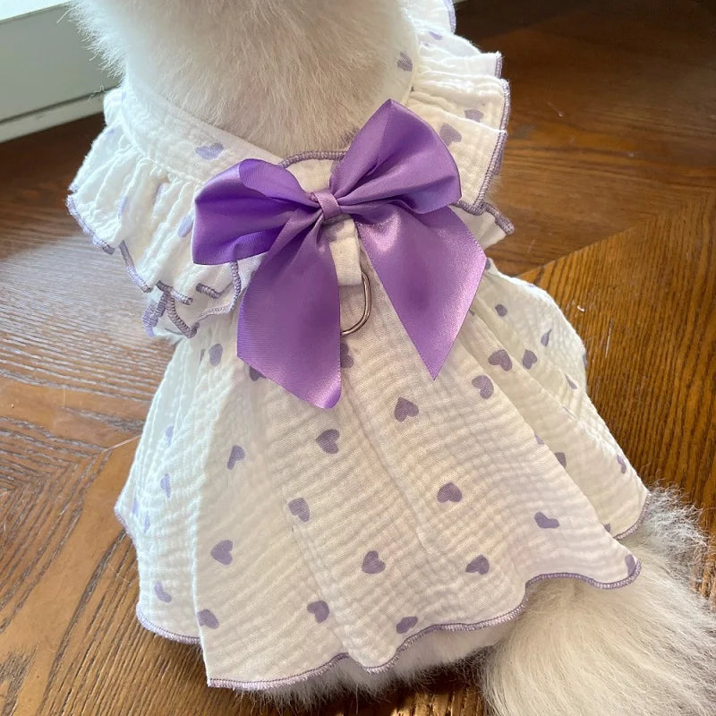 Dog Clothes for Small Dogs Pet Dog Dress Summer Puppy Clothing Thin Dog Cooling Vest Bow Heart Skirt Chihuahua Cat Dog Costume