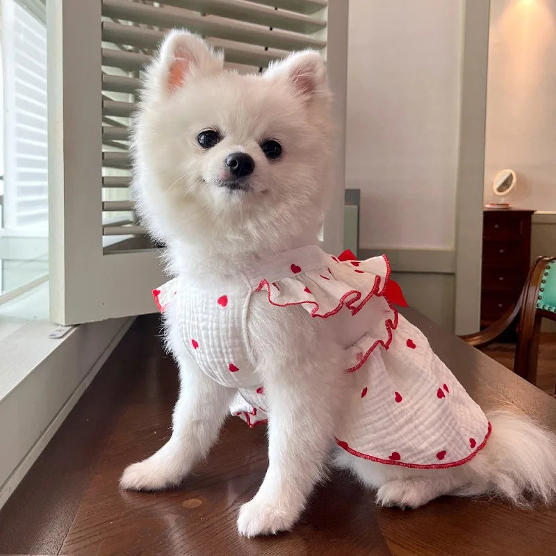 Dog Clothes for Small Dogs Pet Dog Dress Summer Puppy Clothing Thin Dog Cooling Vest Bow Heart Skirt Chihuahua Cat Dog Costume