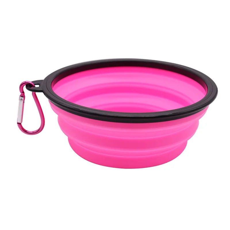 Collapsible Pet Silicone Dog Food Water Bowl Outdoor Camping Travel Portable Folding Pet Supplies Pet Bowl Dishes with Carabiner