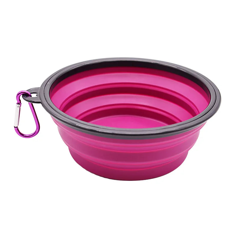 Collapsible Pet Silicone Dog Food Water Bowl Outdoor Camping Travel Portable Folding Pet Supplies Pet Bowl Dishes with Carabiner