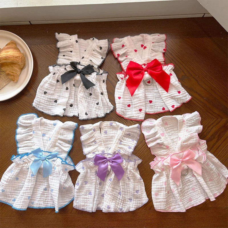 Dog Clothes for Small Dogs Pet Dog Dress Summer Puppy Clothing Thin Dog Cooling Vest Bow Heart Skirt Chihuahua Cat Dog Costume