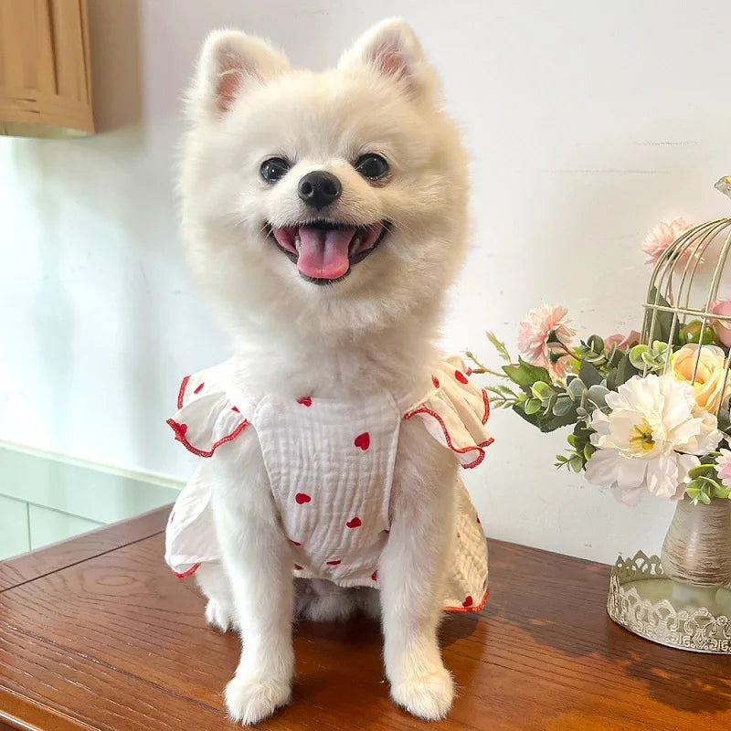 Dog Clothes for Small Dogs Pet Dog Dress Summer Puppy Clothing Thin Dog Cooling Vest Bow Heart Skirt Chihuahua Cat Dog Costume