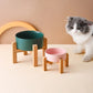 1800ml Big Dogs Bowl Double Ceramic Elevated Pet Food Water Feeders Small Medium Large Dog Feeding Supplies with Wooden Stand