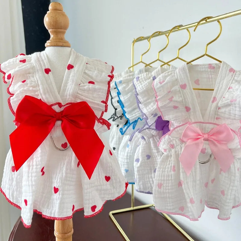 Dog Clothes for Small Dogs Pet Dog Dress Summer Puppy Clothing Thin Dog Cooling Vest Bow Heart Skirt Chihuahua Cat Dog Costume