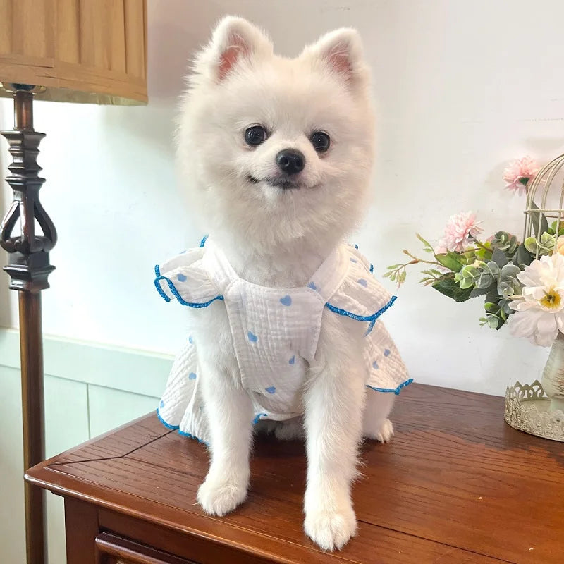 Dog Clothes for Small Dogs Pet Dog Dress Summer Puppy Clothing Thin Dog Cooling Vest Bow Heart Skirt Chihuahua Cat Dog Costume
