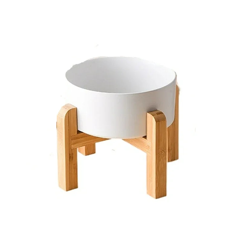 1800ml Big Dogs Bowl Double Ceramic Elevated Pet Food Water Feeders Small Medium Large Dog Feeding Supplies with Wooden Stand