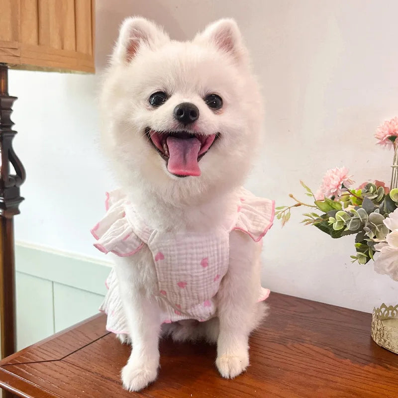 Dog Clothes for Small Dogs Pet Dog Dress Summer Puppy Clothing Thin Dog Cooling Vest Bow Heart Skirt Chihuahua Cat Dog Costume