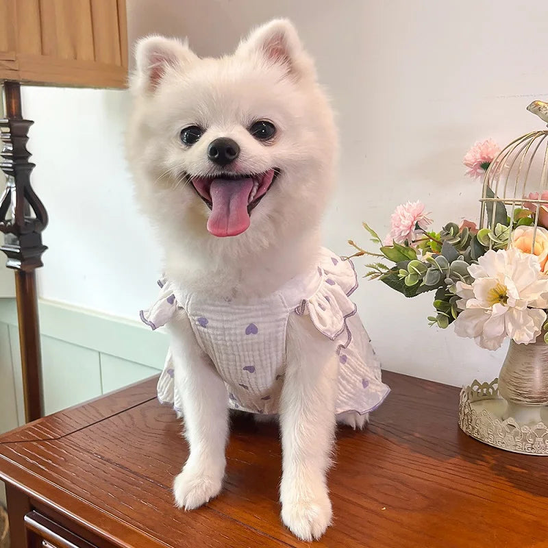 Dog Clothes for Small Dogs Pet Dog Dress Summer Puppy Clothing Thin Dog Cooling Vest Bow Heart Skirt Chihuahua Cat Dog Costume